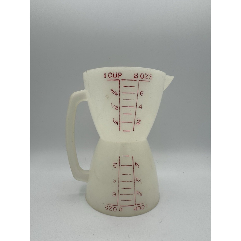 Vintage Tupperware Measuring Cup 860 Two-Sided  Wet‎ Dry 8 Oz 1 Cup Handle